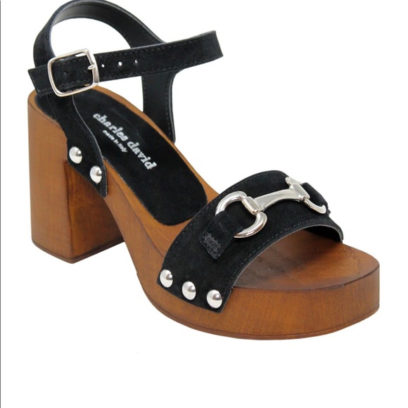 CHARLES DAVID EXPOSED SUEDE BLACK SANDAL SIZE: 8 - Picture 6 of 6